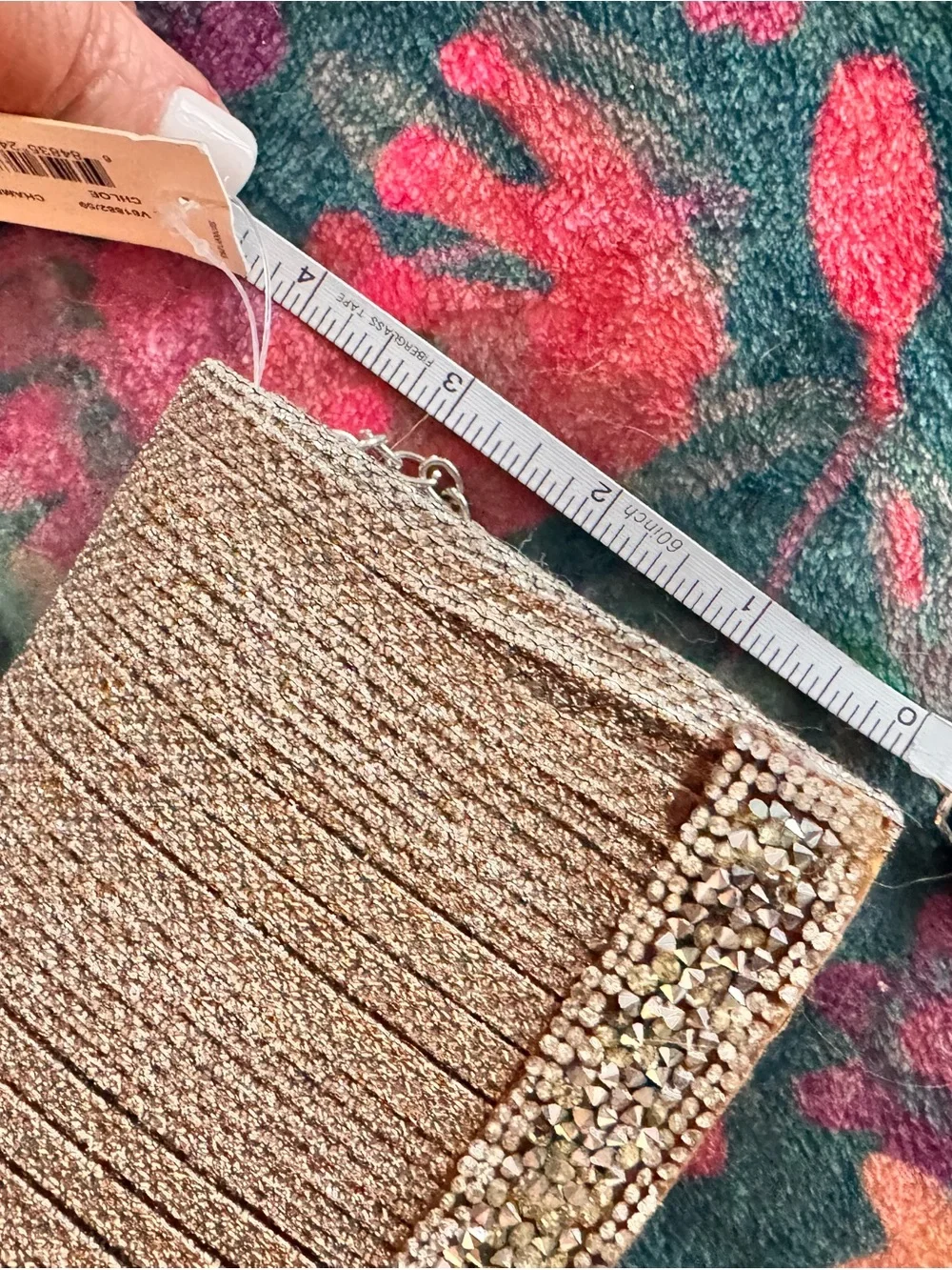 NWT Jessica McClintock Champagne  Rhinestone Evening Clutch Crossbody